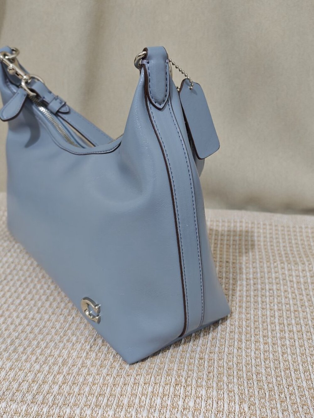 Coach Blue Leather Hobo Shoulder Bag With Extra Crossbody Strap - Picture 2 of 12